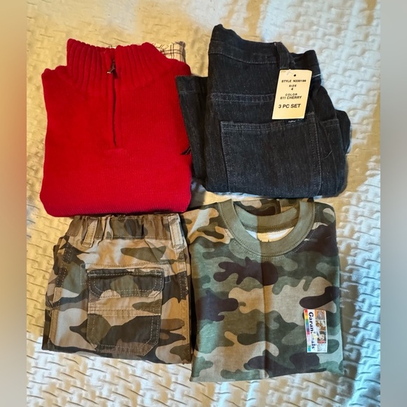 2 Sets Nautica Red and Plaid Set and camouflage wranglers Garanimals® - Picture 1 of 15